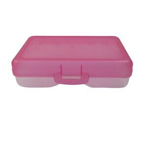 Personalized‎ Transparent Large Capacity Pencil Box Plastic Pink Color with Lid